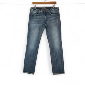 Vigoss Jeans Womens‎ 9 Blue Straight Stretch Denim Mid Rise Contrast Stitch Y2K